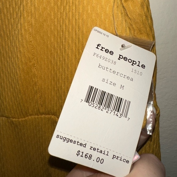 NWT free people women’s mustard yellow boho open back mini dress M fall crochet - Picture 4 of 11